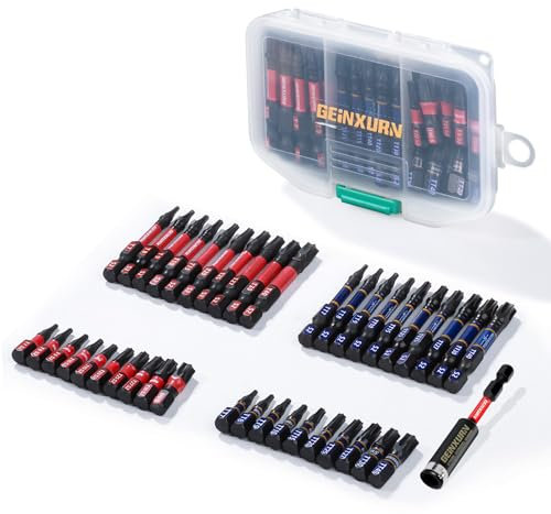 Geinxurn Impact Torx Screwdriver Bits Set, 41pieces Magnetic S2 Steel Multi Security Star Insert Power Bits Tips and Impact Bit Holder with Storage Box(T7-T40)
