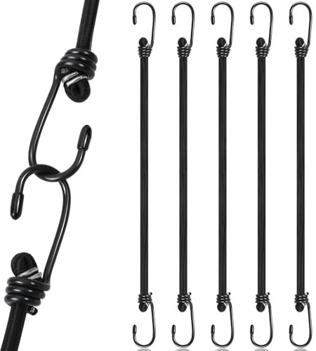 SEPGLITTER 5 Stück Spanngummi mit Haken, Gepäckspanner Expander Gummispanner mit Haken 30 cm für Camping Wandern Zelte Planen LKWs Boote