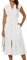 Women's Cap Sleeve Swing Aline Dress Zipper Front Trendy Summer Dress 2025 Ivory White M