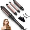 32/38mm Thermal Brush Hair Tool, 4 in 1 Hot Hair Brush Set for all Hair,25mm/32mm Curling Wand,14 Temperature with LCD Display (120-230°),4 Interchangeable Barrels to Create Curls &Add Volume for Hair