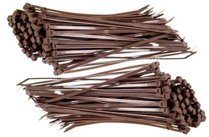 TERF® 100 Pcs Brown Cable Ties 300mm (12'') X 4.8mm Premium Nylon Zip Ties Wraps Secure Self Locking Mechanism Plastic Tie for Home Office Garden Garage Workshop DIY Multi Use