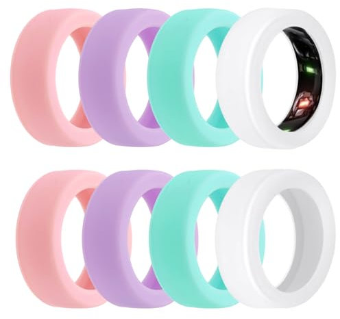 Gosknor 8st Ring Abdeckung für Oura Gen 4 / Gen 3 / Samsung Galaxy Ring, Kratzfest Ringschutz Hülle Elastisches Silikon Zubehör für Damen Herren Beim Training im Fitnessstudio, M (10/11/12/13)