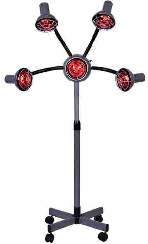 Casque Seche Cheveux sur Pied,Lampe Rouge,Éclairage Multi-Angle,Réglable en Hauteur,Portable Casque de Séchage Casque de Séchage pour Salon,Domestique