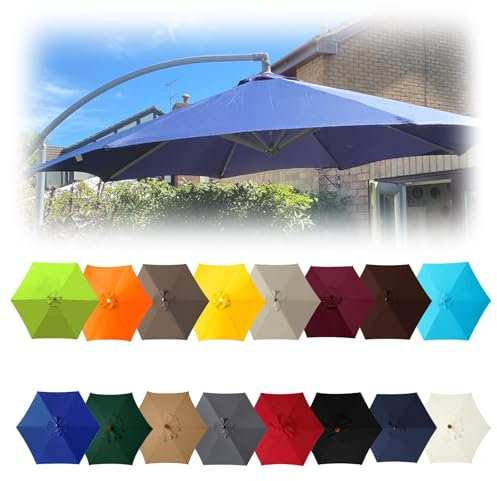 Sonnenschirm Terrassenschirm, Stoffbezug for Ampelschirm, Sonnenschirmtuch, Ersatz-Sonnenschirmstoffbezug, Gartenschirm-Überdachung(Orange,6ribs:3.0m/9.8ft)