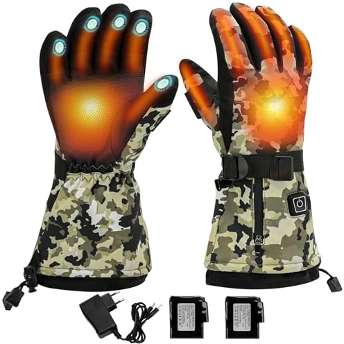 Podazz Gants Chauffants pour Homme et Femme, Gants Chauffants avec Batteries 7,4 V 3000 mAh, 3 températures de Chauffage, écran Tactile étanche, pour Sports d'hiver, Moto, Ski (L)