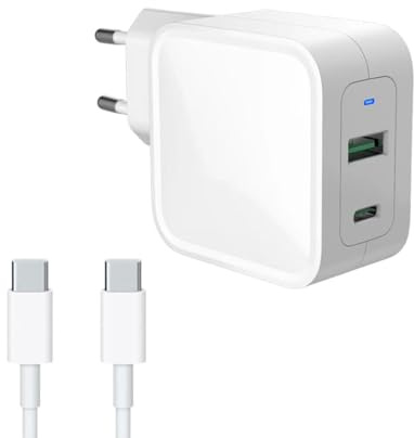 AJP Dual Port USB-C 65W GaN Tech Charger pour Lenovo Yoga Thinkpad Razer Lame Stealth Mac-Book Acer Samsung Asus Chromebook Microsoft Ordinateur Portable Wall Plug Charge Rapide Adaptateur Blanc