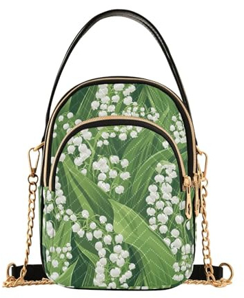 Trendige Umhängetasche für Damen mit mehreren Taschen, Motiv: Lilie des Tals mit Blumenmotiv