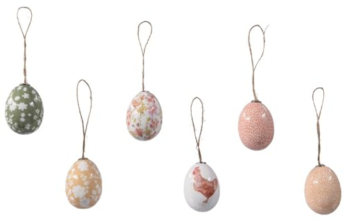 ETC große ausgefallene wetterfeste Ostereier Kunststoff-Dekoeier Osterstrauchdeko im 3-er Set oder als komplettes 6-er Set aprikot und grün (aprikot + grün)