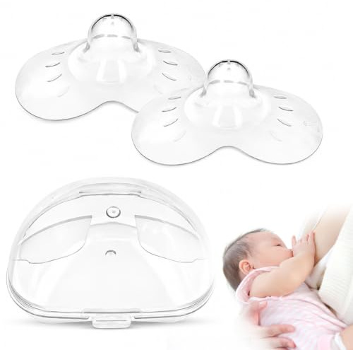FOCJUK 2 Pièces Bout de Sein Allaitement,Bbout de sein mam,Prévient les irritations silicone souple ultra-fin, taille S