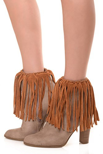 ICONOFLASH Women's Vegan Suede Boot Cuffs, Khaki