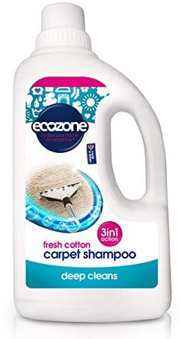 EcoZone Carpet Shampoo Solution, Deep Cleans Upholstery, Manual & Machine Cleaning, Fresh Cotton Scent, 3-in-1 Plant Based Stain Removal Treatment, Natural Vegan & Non Toxic, Cruelty-Free (1 Litre)