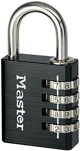 Master Lock 7640EURDBLK Candado con combinación personalizable y cuerpo de aluminio, Negro, 4 x 7.8 x 1.5 cm