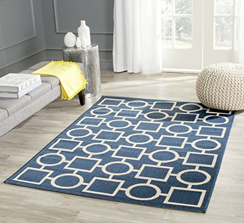 SAFAVIEH Courtyard Collection 2'7 x 5' Navy/Beige CY6925 Indoor/ Outdoor Waterproof Easy Cleaning Patio Backyard Area Rug