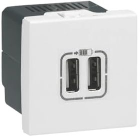 Legrand 077594 Mosaic USB Chargeur, Type-A, 2.4A, 12W, 2 Module, 230V ou 5V, Blanc