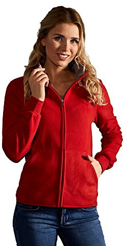 Doppel-Fleece Jacke Damen, Rot-Hellgrau, XL