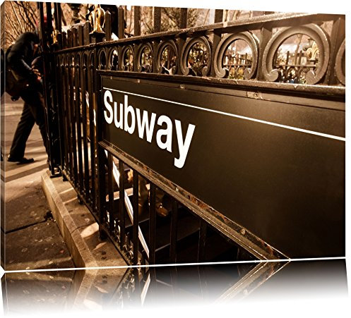 Pixxprint Londoner U-Bahn Subway, Größe: 80x60cm, Leinwandbild, fertig gespannt, Wandbild, Dekoration, Kunstdruck, kein Poster