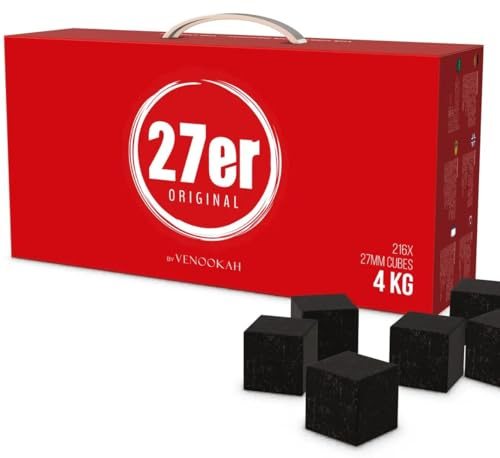 27er Original Shisha Kohle - 4 kg (Consumer) + exklusiver SkyWhite Sticker