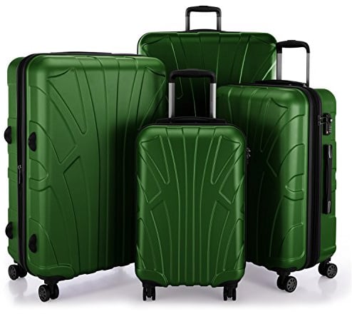 Suitline – 4er Set aus Handgepäck, mittelgroßer Koffer, großer Hartschalen-Koffer, übergroßer Reisekoffer Trolley Rollkoffer, TSA, 100% ABS Matt