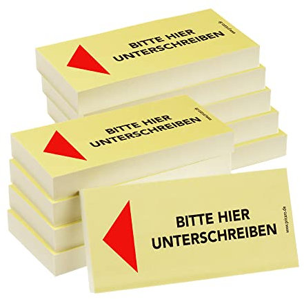 PRICARO Haftnotizen Bitte hier unterschreiben, Pfeil links, 100 Blatt, 10 Stück