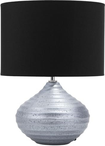 Beliani Klassische Tischlampe Keramik/Poly-Baumwolle silber/schwarz Kuban