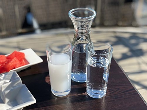Topkapi 200.315-3-tlg Gedeck-Set aus Glas für Raki/Ouzo “Saloniki”, 2 Original Raki Ouzo Gläser und eine Karaffe