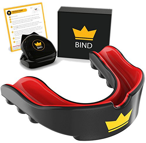 Bind Protège Dents Junior avec Gomme de Protection | Equipement de Sports pour Les Enfants et Les Ados | Boxe, Hockey, Rugby, Football Américain et MMA | Thermoformable et Gel Dentaire | 13-20 Ans