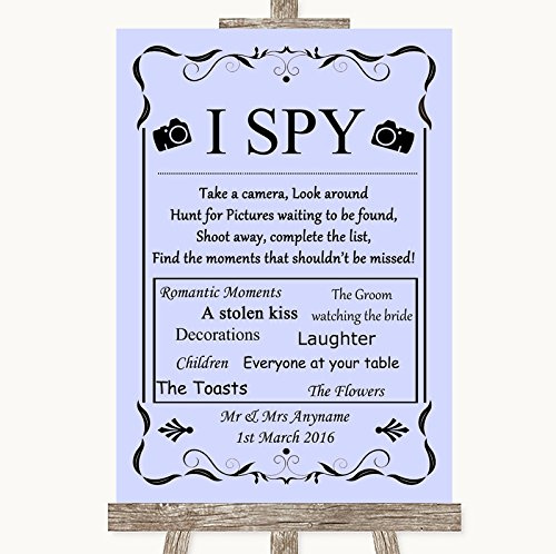 Lilac Wedding Sign Collection Lilac I Spy Disposable Camera Wedding Sign