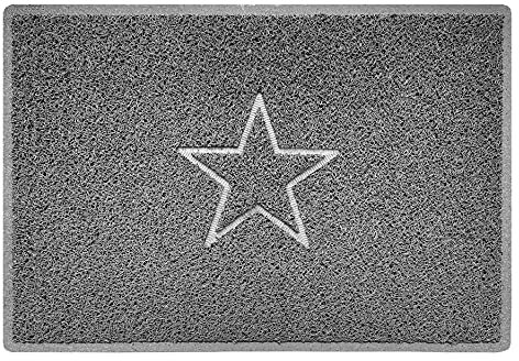 Nicoman Star Shape Embossed Entrance Door Mat Non Slip Dirt Trapper PVC Spaghetti Mat with Rubber Base, Jet Washable Quick Drying Doormat Drainage Outdoor Use Only - (Large, Grey, 90 x 60cm)