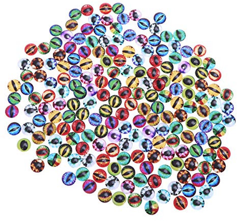 SUPVOX 100 Pcs 12MM Cabochons Verre Yeux Dragon Multicolores Pour Bijoux Diy, Boutons-Pression Interchangeables Pour Bracelets, Artisanat Et DéCoration