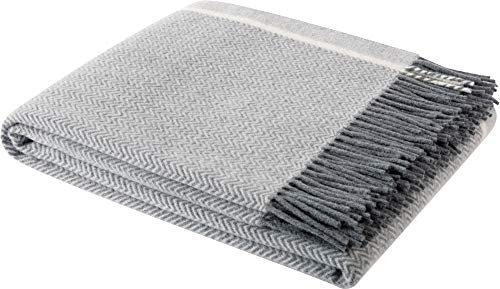 biederlack Decke Sofaüberwurf Plaid Wolle Grau 130 x 170 cm