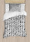 ABAKUHAUS ägyptisch Bettbezugs Set für Einzelbetten, Monochrome Hieroglyphs, Milbensicher Allergiker geeignet mit Kissenbezug, 130 x 200 cm, Weiß Schwarz