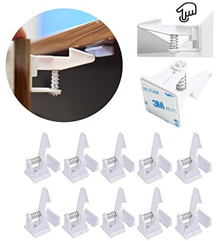 20x Premium Kindersicherung für Schranktür Schrank Schubladen Schränke Kleiderschrank Schranksicherung Schubladensicherung Schrankschloss Baby Sicherheit Küche Ohne Bohren Unsichtbar Innen
