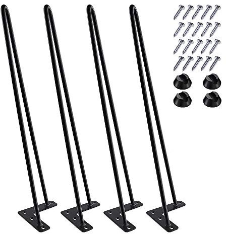 MSOBAIW Haarnadelbeine 50,8 cm Set mit 4 Stück, DIY Tischmöbel aus Metall, ideal für Esstisch, Büro, 3/8 Zoll Durchmesser Mitte Jahrhundert moderner Stil (50,8 cm, schwarz)