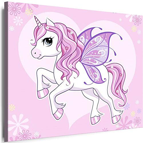 Myartstyle - Bilder Film Cartoons Tiere Kinder Einhorn 60 x 40 cm LeinWandBilder Xxl - 1 Teilige WandBilder Art 3D Modern Kunstdrucke w-a-2042-169