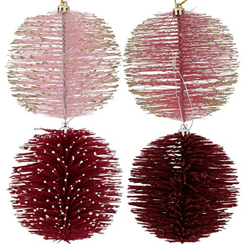 LS-Design 2´er Set Deko-Kugel Rosa Gold 11cm Exklusive Dekohänger Weihnachten Christbaumschmuck