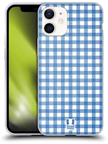 Head Case Designs Blau Gingham Muster Gelhülle [Militärischer Schutzgrad] Kompatibel Mit Apple iPhone 12 Mini Und Kompatibel Mit MagSafe