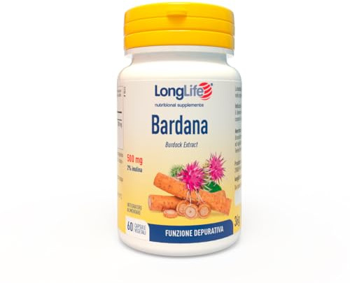 LongLife® Bardana | Integratore di bardana titolato al 2% in inulina | Benessere della pelle | Funzioni depurative | Drenaggio liquidi | 1 mese di trattamento | Vegano e senza glutine