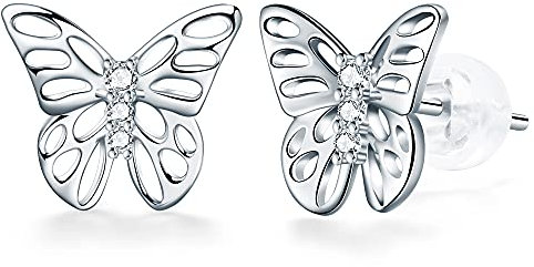 J.Endéar Schmetterling Ohrringe silber 925 Damen, Ohrstecker Stecker Hypoallergen für Frauen Mädchen Schmuck Geschenke Muttertag