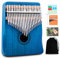 YUNDIE Kalimba Daumenklavier, tragbares 17 Tasten Mbira Fingerpiano mit Stimmhammer und Lernanleitung, Musikinstrumente Geburtstagsgeschenk für Kinder Erwachsene Anfänger Profi (blau, 21 keys)