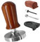 NEOUZA Calibrated Espresso 58mm Coffee Tamper Professional Press Hammer - Compatible with E61 Gemilai Nuova WPM Gaggia La Marzocco 304 Stainless Steel Flat Base Spring Loaded Premium Wooden Handle