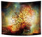 YONGFOTO 150x130cm Baum Des Lebens Wandteppich, Nebel Sterne Bunter Himmel Wandteppich Gebogene Zweige Mystische Fichte Wandbehang Wandteppiche für Wohnzimmer Wohnheim Dekor Sofa Teppich Decke