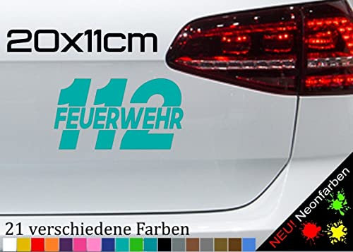 Feuerwehr 112 Notruf Hilfe Aufkleber Rettung Einsatz Fahrzeug Blaulicht 20x11cm in 21 Farben