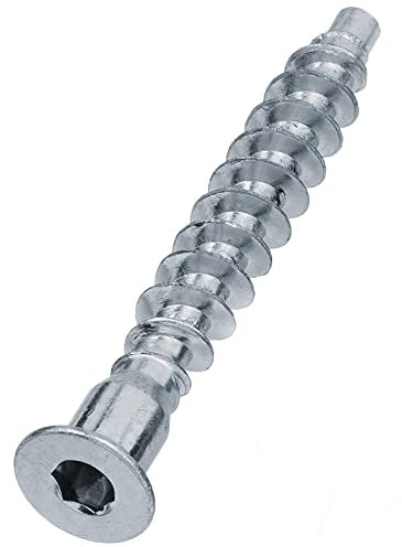 Tornillos de cabeza plana de 7 mm x 60 mm, tornillos de montaje para muebles (20 unidades), color plateado