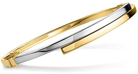 OROVI Armschmuck für Damen Bicolor Armreif mit zwei Strängen aus Gelbgold und Weißgold Armband aus 9 Karat (375) Gold