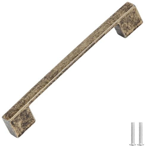 Decoranddecor Dimora D-Shape Cupboard Handles | Rectangular Kitchen Handles for Cupboards | Cabinet Pulls - 96mm Or 128mm, Antique Brass