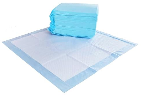 Amazon Basics Tappetini profumati e Impermeabili a 5 Strati per la pipì dei Cani, 56 x 56 cm, Confezione da 50, Blu E Bianco.