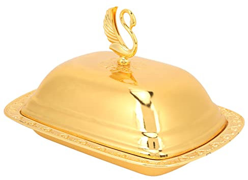 Bandejas doradas para mesa de postre, bandeja de servicio de Metal Vintage europeo con tapa, plato de aperitivos de acero inoxidable, platos de fruta para fiesta