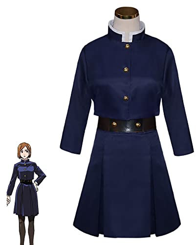 JOHLCR Anime Cosplay Costume Jujutsu Kaisen Cosplay Vêtements avec Sac Banane Personnage D'anime Kugisaki Nobara Convient pour Le Carnaval d'halloween, Le Jeu De Scène,Bleu,XL
