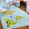 Mazovia Kinderzimmerteppich Antirutsch - Waschbar bis 30 Grad - Spielteppich Weltkarte - Kurzflor Kinderteppich Teppich für Kinderzimmer - ÖKO-TEX - Teppiche Junge Mädchen Blau 120 x 170 cm