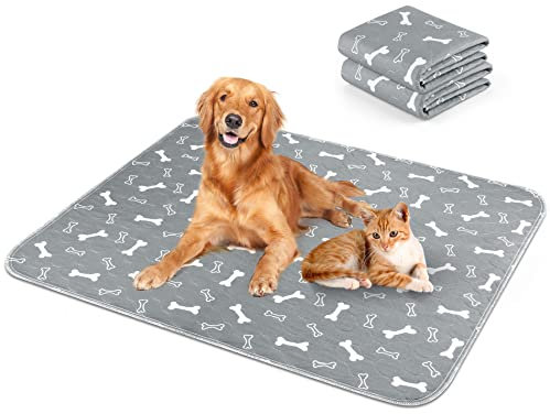 2 Piezas Empapadores Perros Lavables de 90*80CM, Empapadores Perros Reutilizables,Superabsorbente Training Pads para Mascotas, Almohadillas de orina para Antideslizantes Impermeables para Gatos- Gris